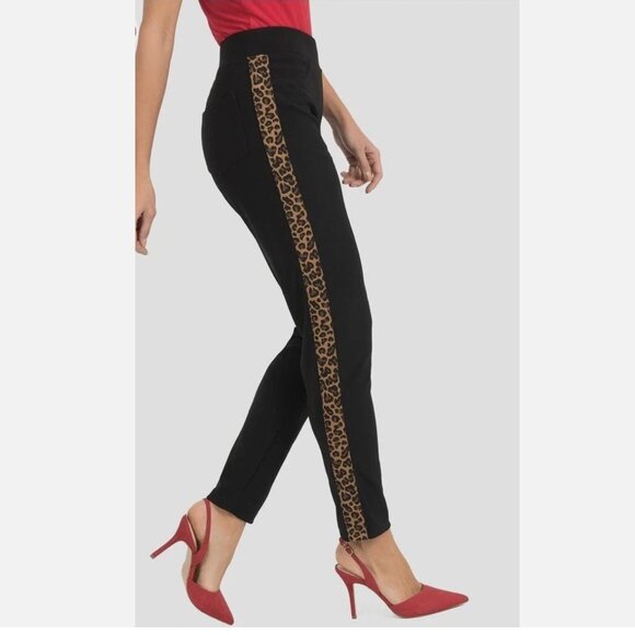 Joseph Ribkoff Leopard Print Black Pull On High Rise Pants Women's size 20 - Picture 1 of 9